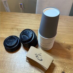 Gray and White Disposable Coffee Cups with Lids x 15